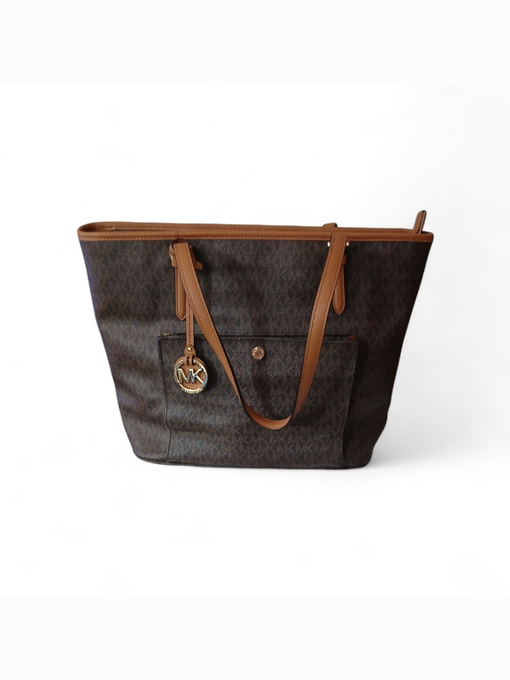 Michael Kors Brown Logo Tote with Tan Trim